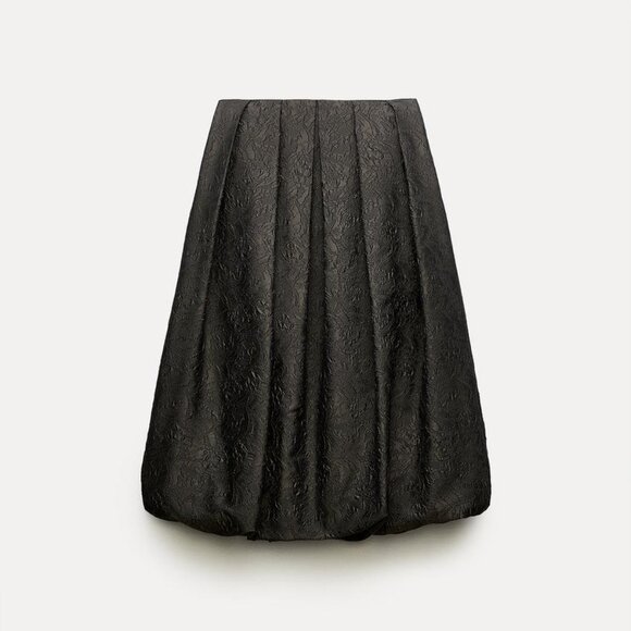 NWT ZARA ZW COLLECTION VOLUMINOUS JACQUARD SKIRT GREEN - Picture 4 of 5